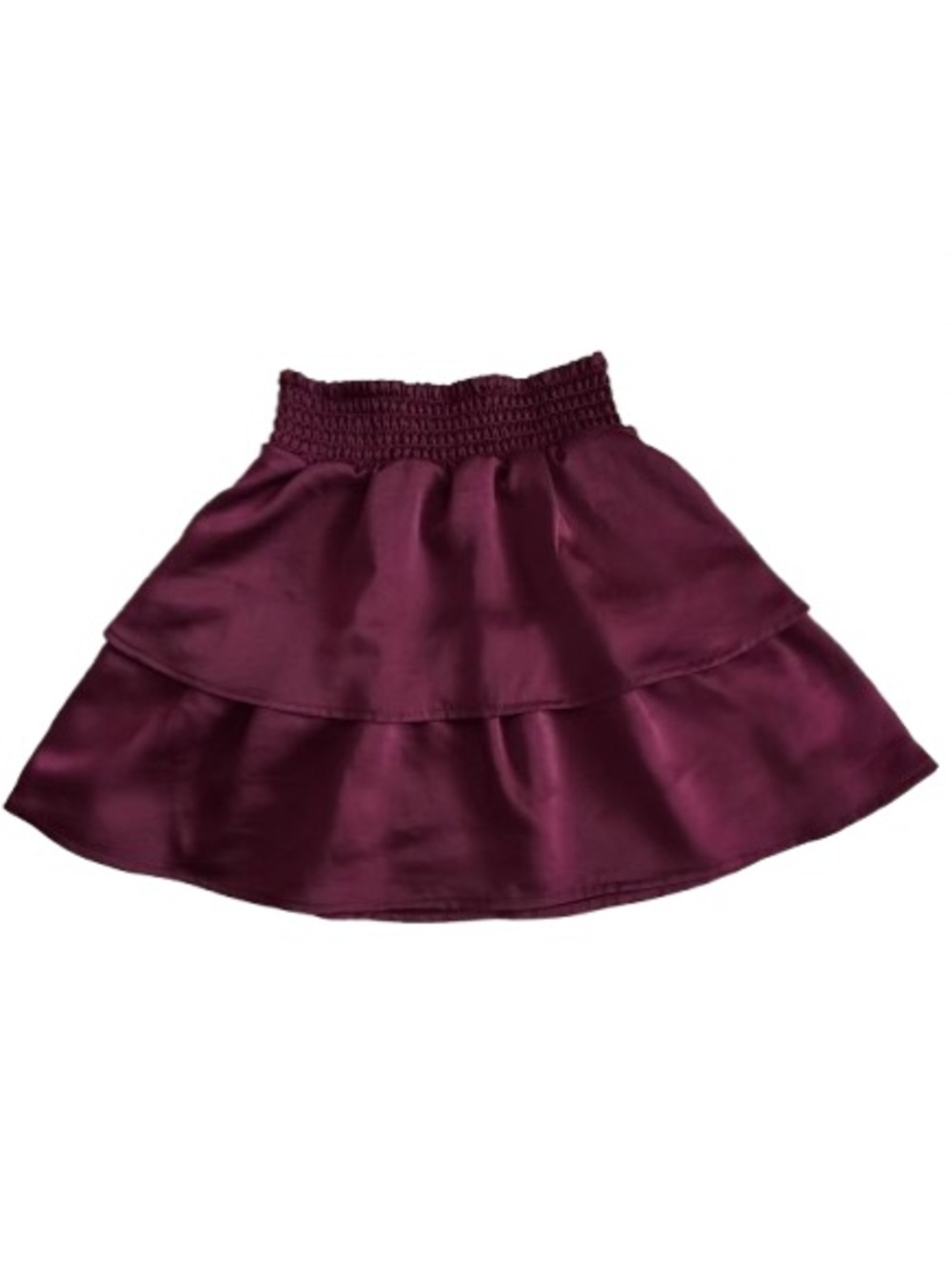 wonder nation Girl's M(6-7) Plum Burgundy Tiered Satin Skater Ruffled Skirt